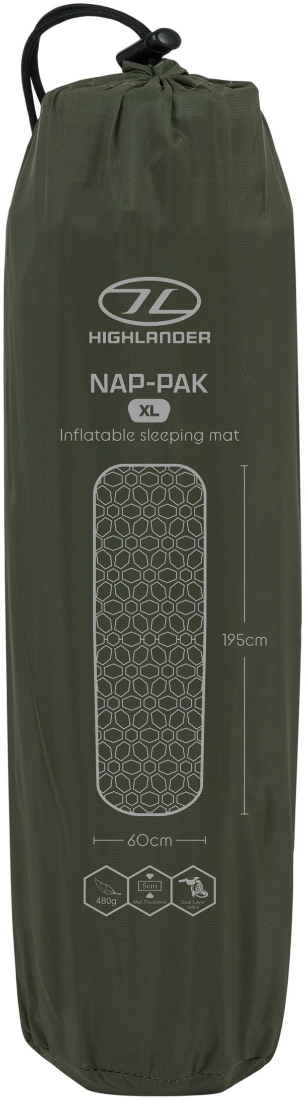 Kilimok inflatable Highlander Nap-Pak Inflatable Sleeping Mat XL 5 cm Olive (AIR073-OG)