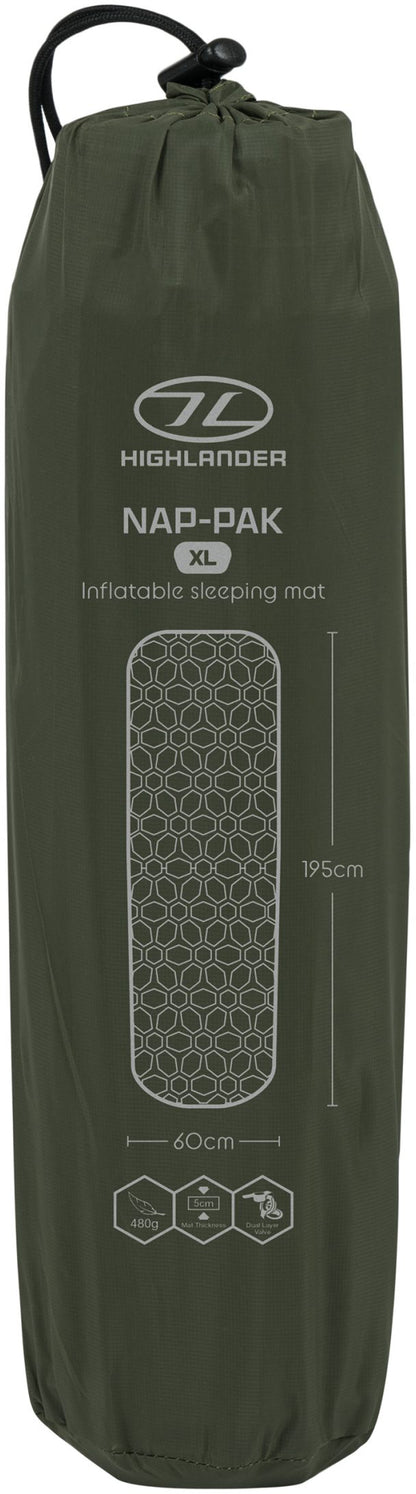 Kilimok inflatable Highlander Nap-Pak Inflatable Sleeping Mat XL 5 cm Olive (AIR073-OG)