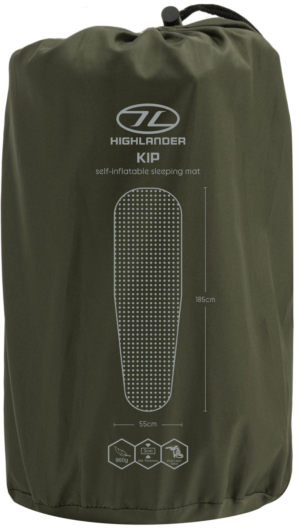 Kilimok self-inflating Highlander Kip Self-inflatable Sleeping Mat 3 cm Olive (SM126-OG)