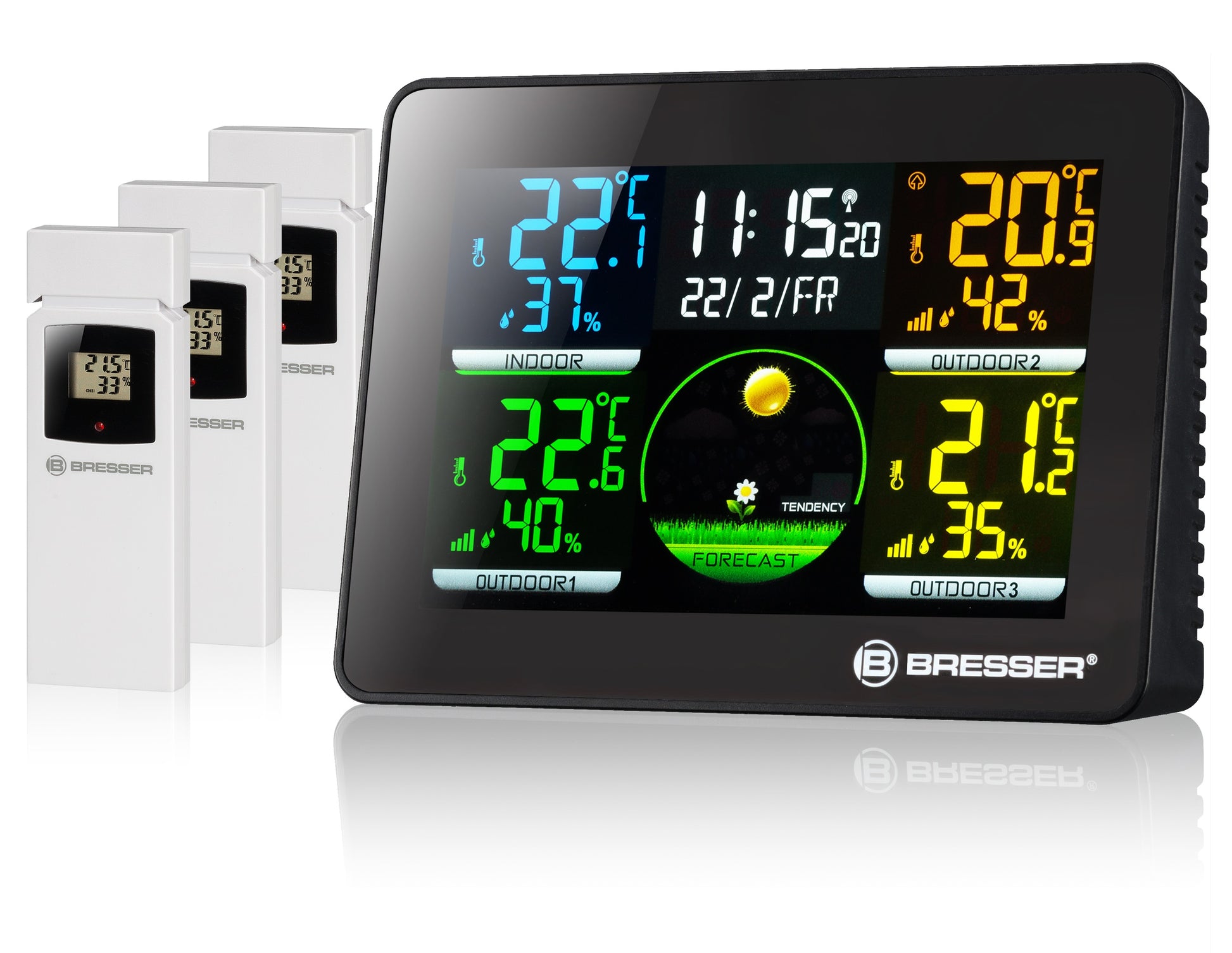Метеостанція Bresser Quadro NLX Black з 3 датчиками (7000023)