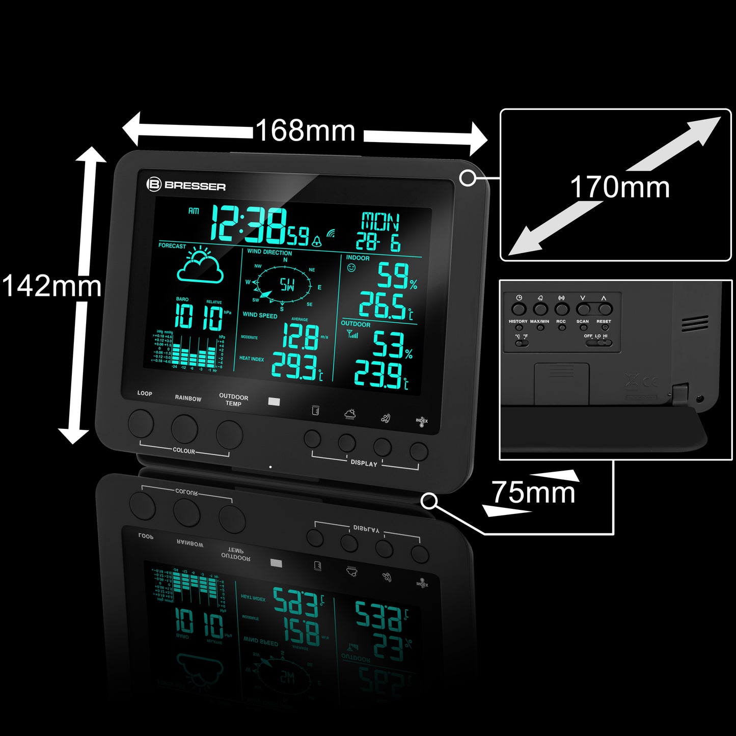 Weather station Bresser Weather Center 5-in-1 256 color Professional Black (7002520CM3000)