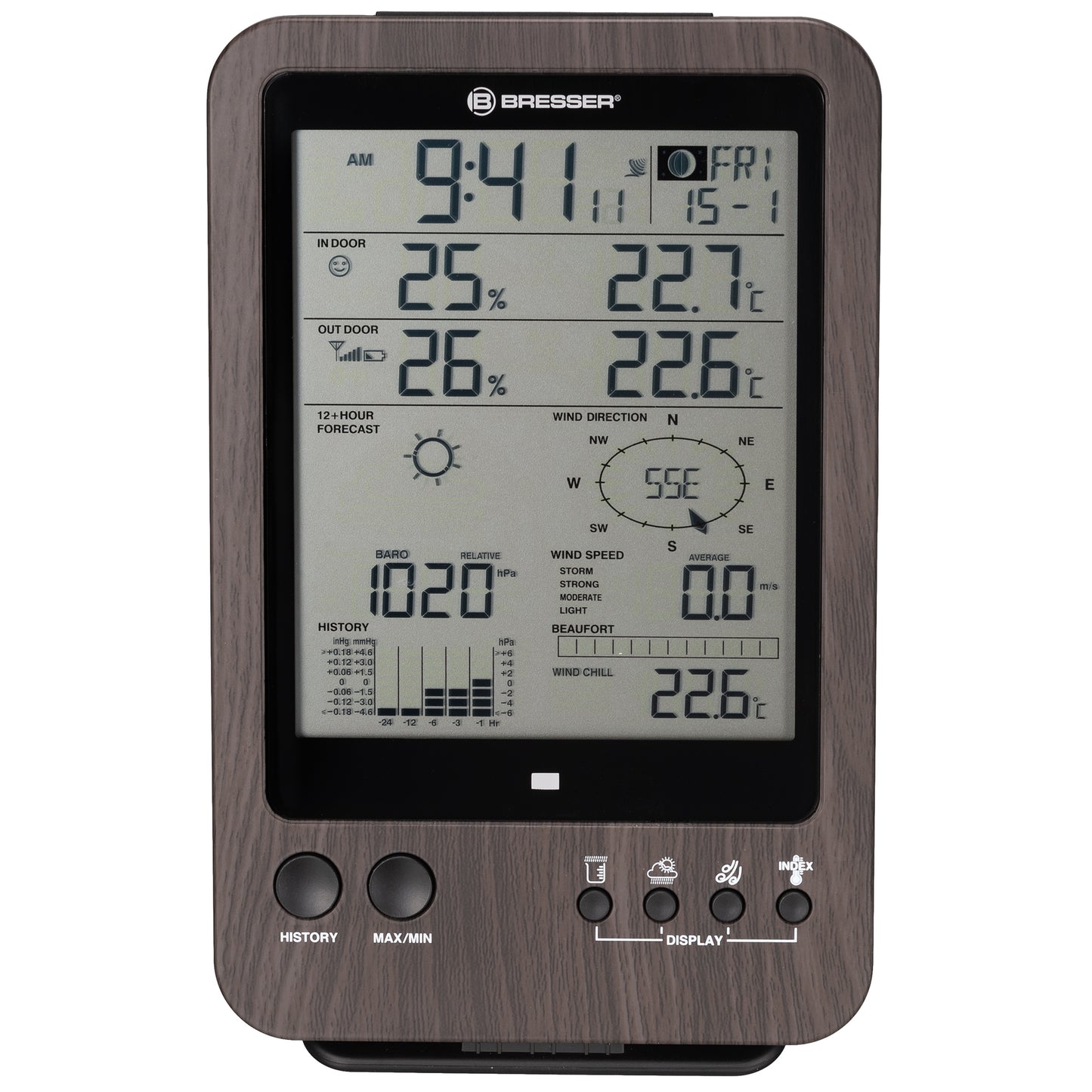 Weather station Bresser Weather Center 5-in-1 WTW Brown (7002512)