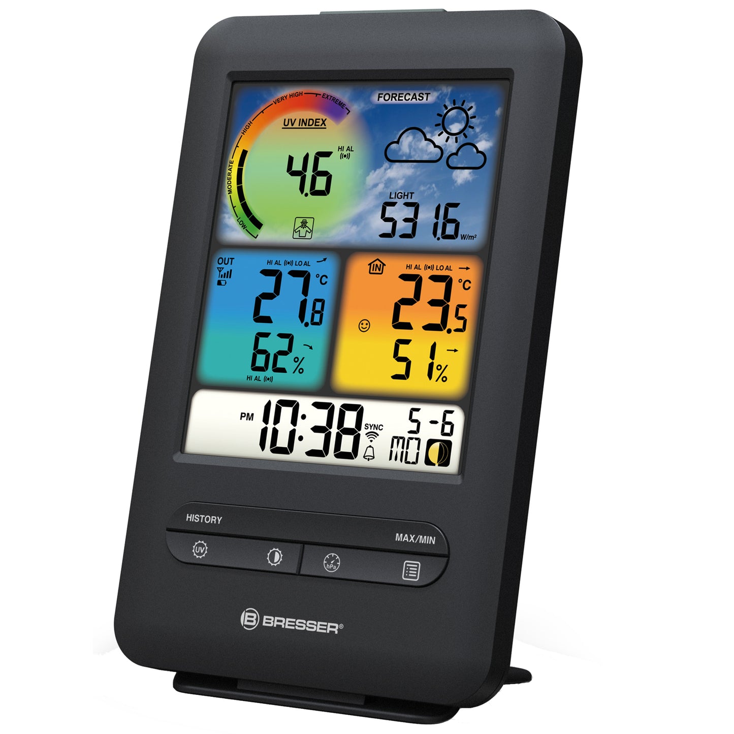 Weather station Bresser WIFI Color 4-in-1 UV_Light Sensor Black (7002534)