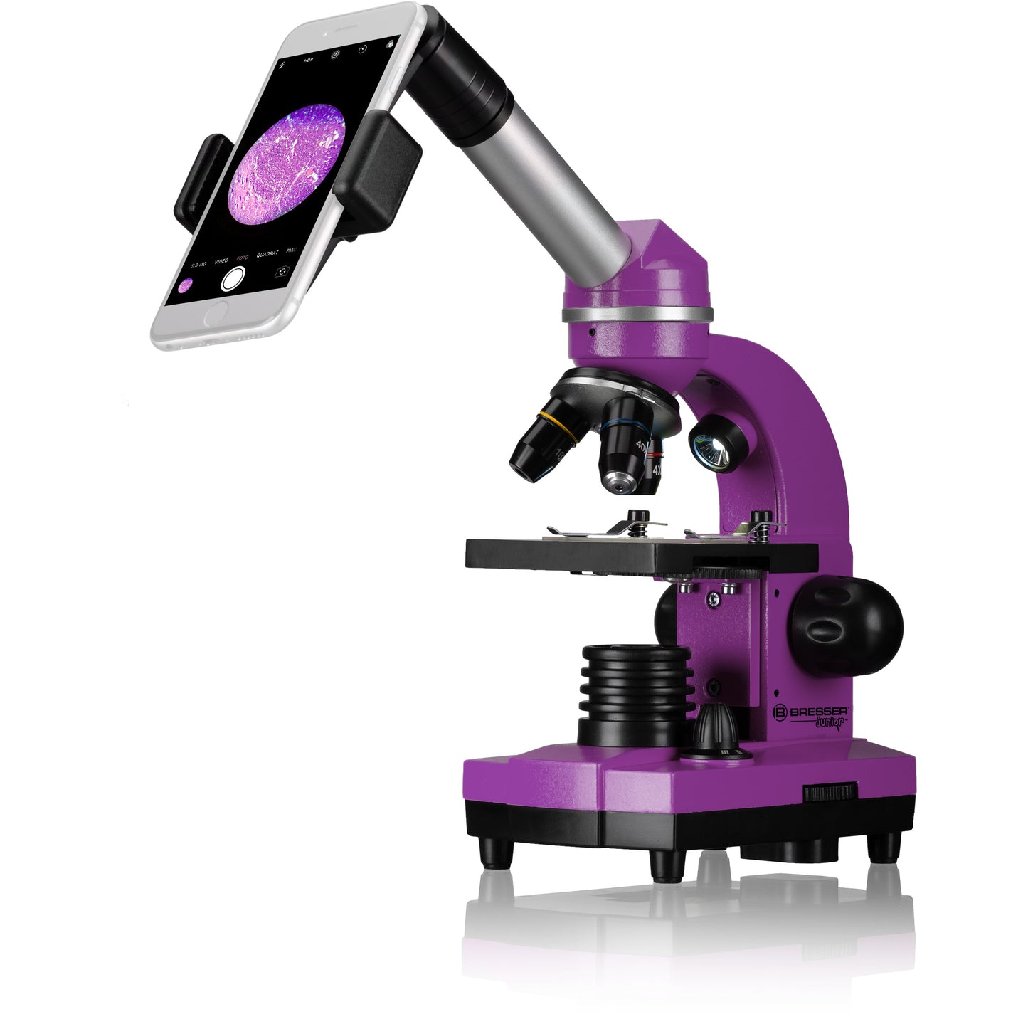 Microscope Bresser Junior Biolux SEL 40x-1600x Purple with adapter for smartphone (8855600TJ5000)