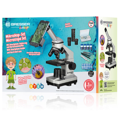 Microscope Bresser Junior Biolux CA 40x -1024x with adapter for smartphone + case (8855002)