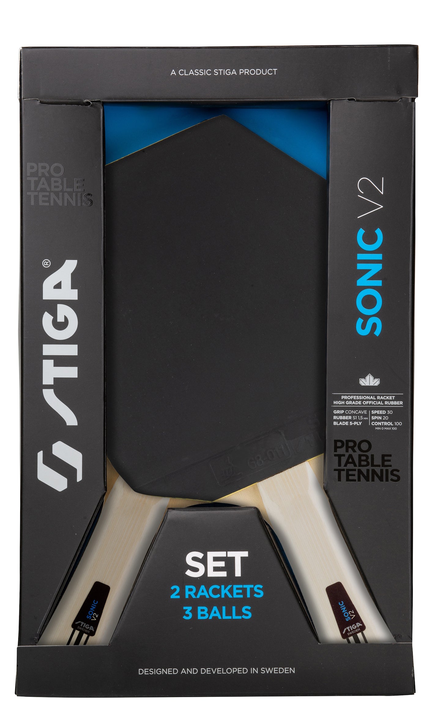Набір для настільного тенісу Stiga Sonic V2 Cybershape 2 Bats 3 Balls (1210-1206-35)