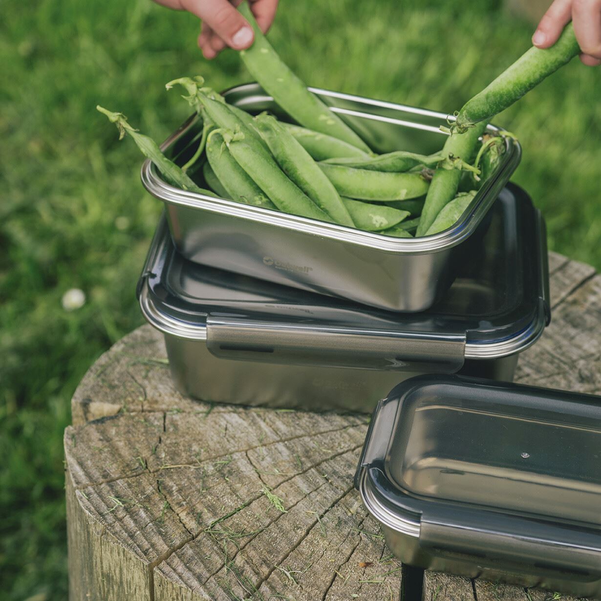 Set of stainless steel food containers Outwell Camper Food Box Set 3 pcs (651210)