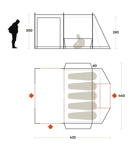 Five-person tent Ferrino Join 5 Sand (92015QSS)