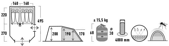 Five-year-old mantle High Peak Bozen 5.0 Light Grey/Dark Grey/Green (11836)