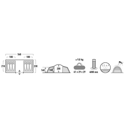 Six-month tent High Peak Como 6.0 Dark Grey/Green (10263)