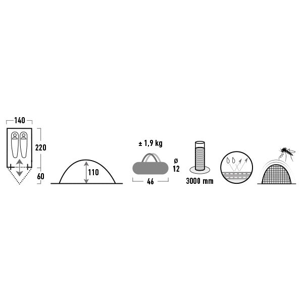 Mantle High Peak Kingfisher 2 LW Pesto/Red (10339)