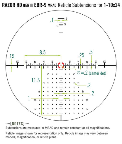 Optical sight Vortex Razor HD Gen III 1-10x24 FFP EBR-9 (MRAD) (RZR-11002)