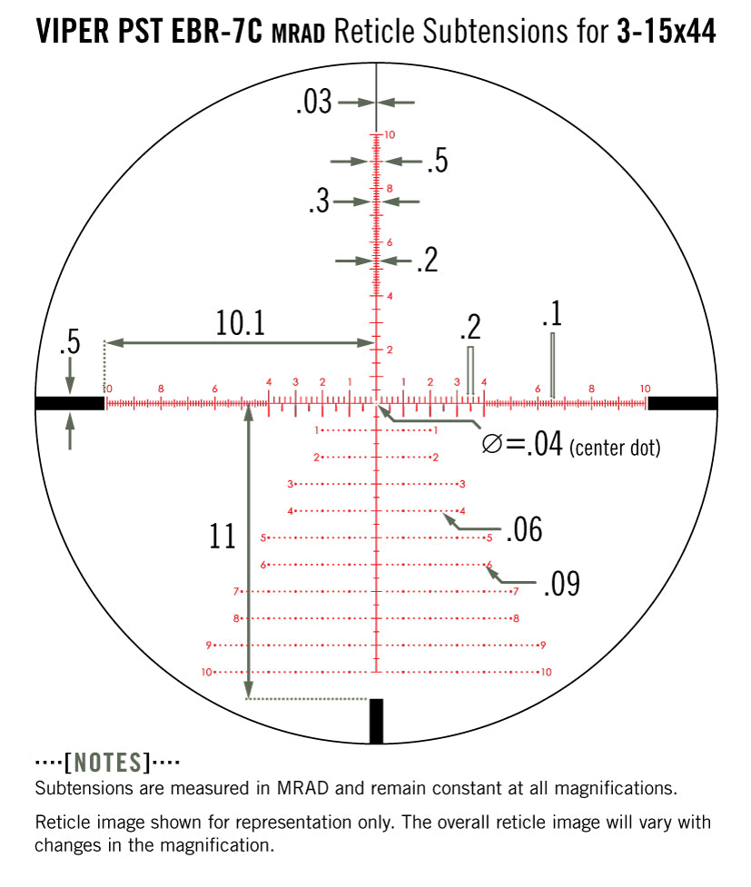 Optical sight Vortex Viper PST Gen II 3-15x44 FFP EBR-7C MRAD (PST-3159)