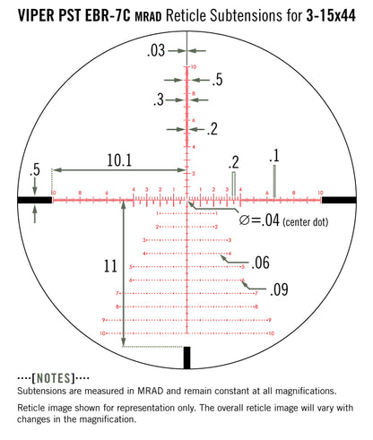 Optical sight Vortex Viper PST Gen II 3-15x44 FFP EBR-7C MRAD (PST-3159)