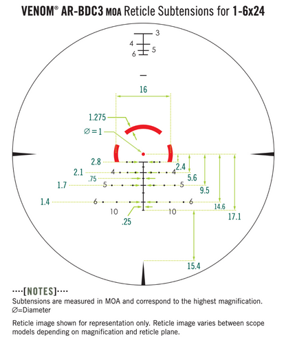 Optical sight Vortex Venom 1-6x24 SFP AR-BDC3 MOA (VEN-1601)