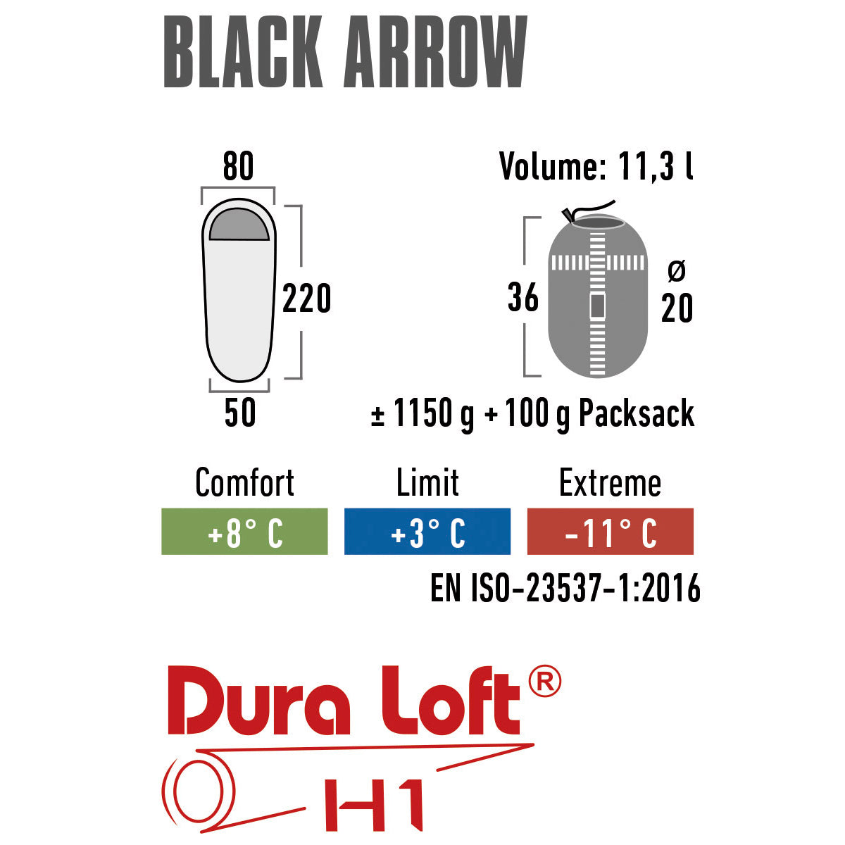 Sleeping bag High Peak Black Arrow/+3°C Green/Red Left (23054)