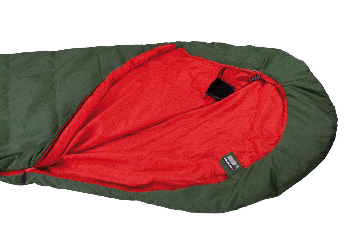 Sleeping bag High Peak Pak 600/+9°C Green/Red Left (23246)