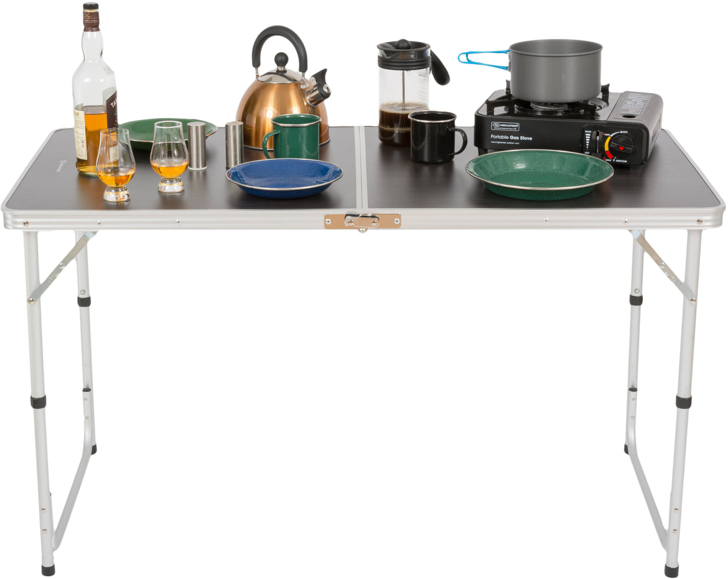 Highlander Compact Folding Table Double Gray (FUR077-GY)