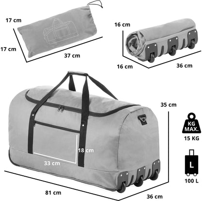 Travel bag on wheels TravelZ Wheelbag 100 Liter Gray (603092)