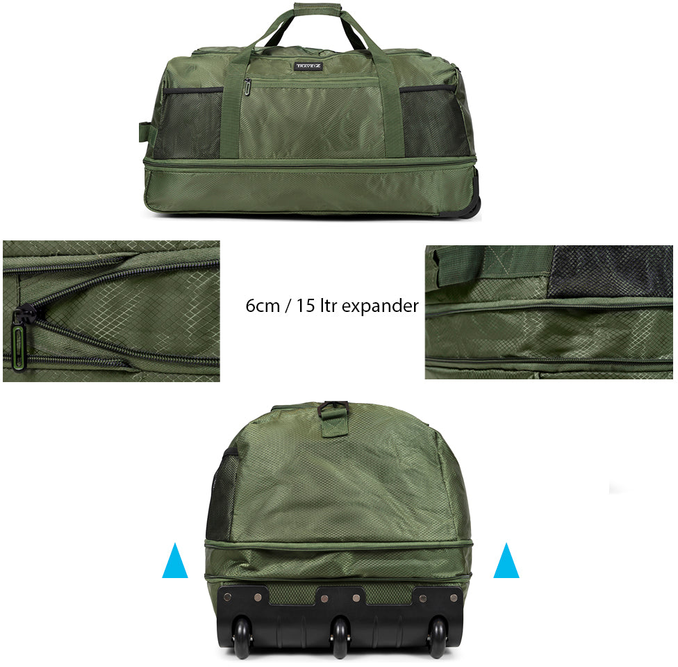 Travel bag on wheels TravelZ Wheelbag Doubleloader foldable green 80(95)L (603097)