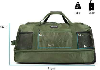 Travel bag on wheels TravelZ Wheelbag Doubleloader foldable green 80(95)L (603097)