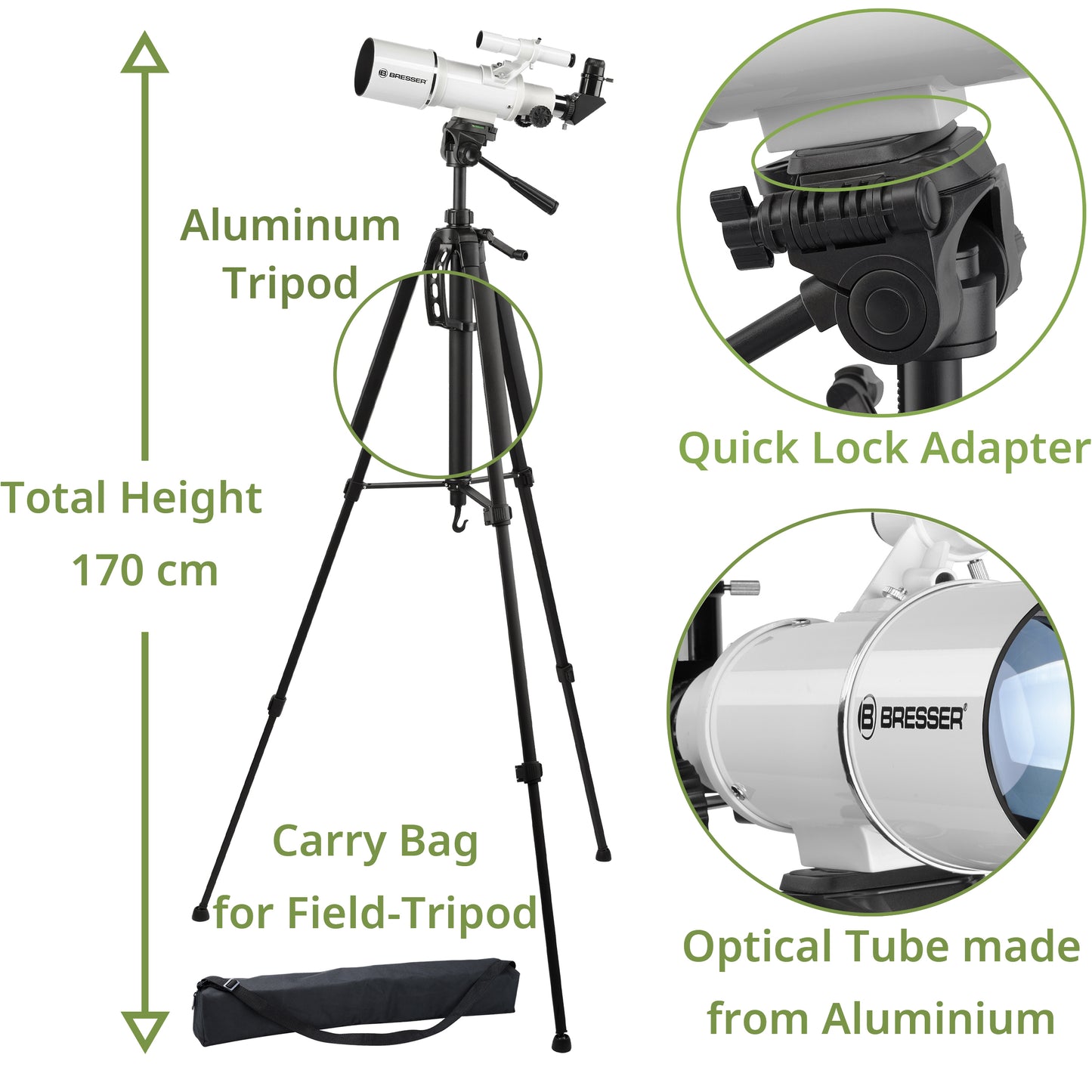 Bresser Classic 70/350 Refractor Telescope with Smartphone Adapter (4670350)