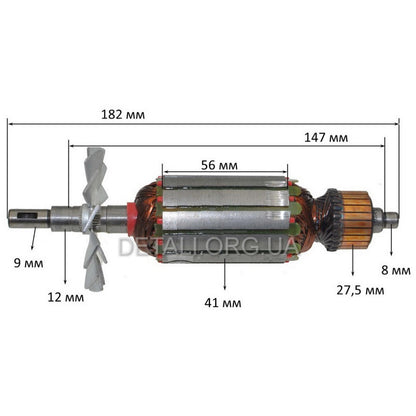 Якорь болгарка 180 кит 41 мм VJ Parts (182*41 шпонка 9мм)