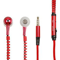 Headset for mobile phone Zipper (3.5mm jack) 32 Ohm 3mW L=1100mm red