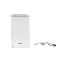 Внешняя АКБ GOLF GF-D5S LED Li-Polymer 2xUSB 5V 10000mAh 150x62x23mm для моб. тел. белый