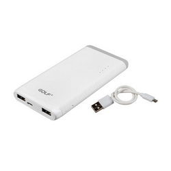 External battery GOLF GF-D5S LED Li-Polymer 2xUSB 5V 10000mAh 150x62x23mm for mobile phone white