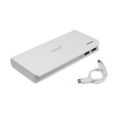 External battery GOLF GF-200 Li-Polymer 2xUSB 5V 20000mAh 166x80x22mm for mobile phone white / gray
