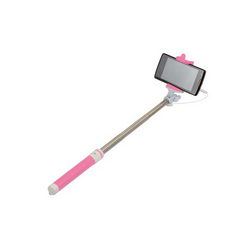 Selfie monopod MONOPOD L=185-640mm wired connection pink handle