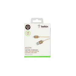 USB data cable (Lightning) Belkin in braid L=1200mm for mobile phone iPhone 5 Apple gold