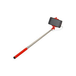 Selfie monopod SELFIE STICK L=205-900mm wired connection red handle