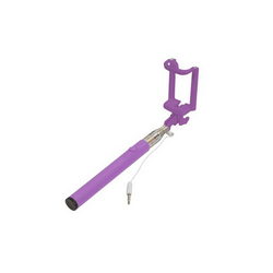 Монопод для селфи SELFIE STICK L=205-900mm подкл. проводное фиолетовая ручка