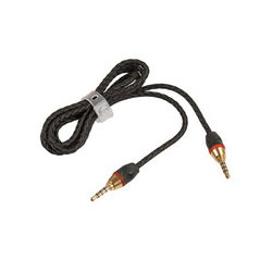 Удлинитель аудио кабеля AUX (разъем 3.5/3.5mm, 4 конт.) L=1200mm в оплетке для моб. телефонов черный