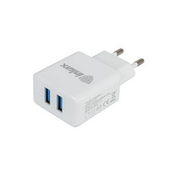 Charger Inkax CD-01-IP (input 220V output 2xUSB 5V 2.1A) + USB/Lightning cable for mobile phones.