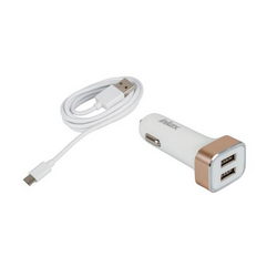 Зарядное устр. автомоб. CD-04 (вх.12-24V вых. 2xUSB 5V 2.4A) + кабель USB/ Micro-USB для моб. тел.