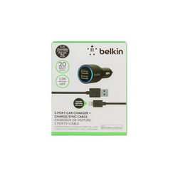Belkin Car Charger (input 12V output 2xUSB 5V 2.1A) + USB/Lightning cable for mobile phone black
