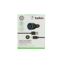 Belkin Car Charger (input 12V output USB 5V 2.1A) + USB/Micro-USB cable for mobile phone black