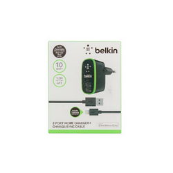 Belkin charger (input 220V output 2xUSB 5V 2.1A) + USB/Lightning cable for mobile phone black