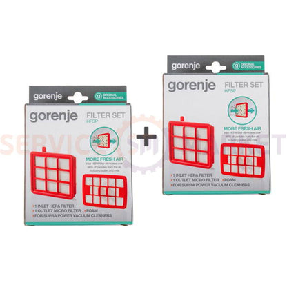 Set of filters HF2303 (2 packs) HEPA motor + foam + outlet for Gorenje vacuum cleaner