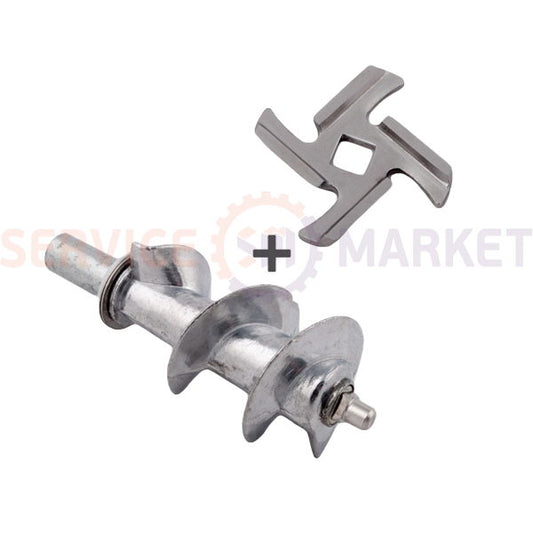 Набор шнек (с уплотн. кольцом) L=120mm + нож D=47mm s=5mm Отв.=9x9mm для мясорубки