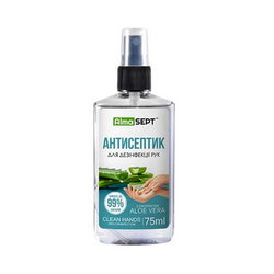 Дезинфицирующее средство (антисептик) AlmaSept с алоэ вера и распылителем 75ml
