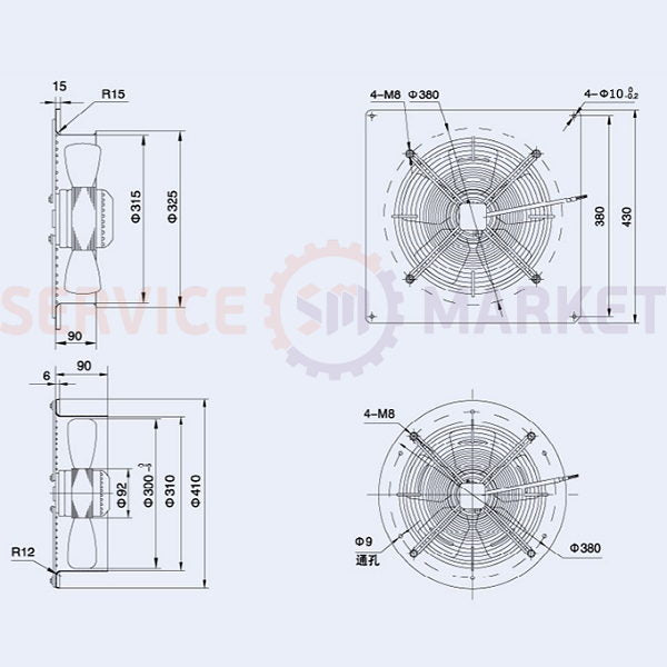 Axial Fan Weiguang YWF4E-300-S