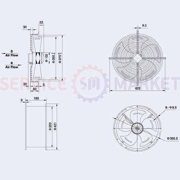 Axial Fan Weiguang YWF4E-350-S