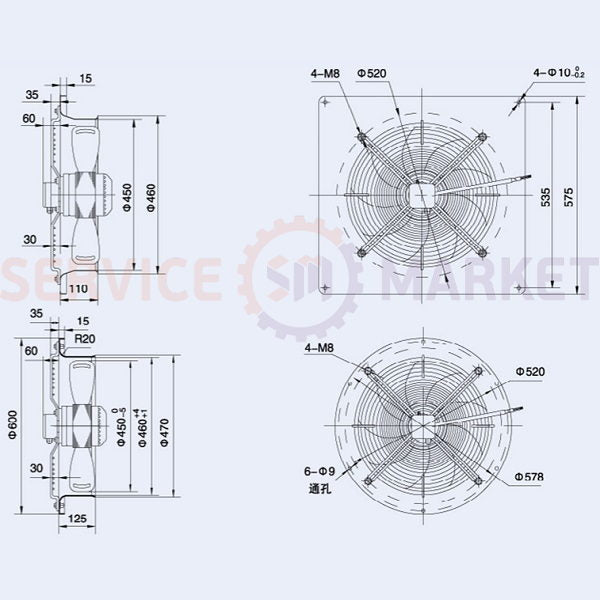 Axial Fan Weiguang YWF4E-450-S