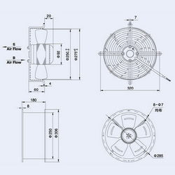 Axial fan Weiguang YWF2E-250S-92/25-G