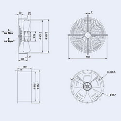 Axial fan Weiguang YWF2E-300-B-92/35-G