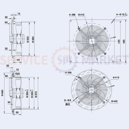Axial fan Weiguang YWF4D-350-B-102/34-G